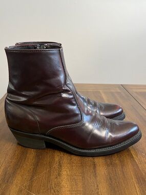 Masterson RB1583 Cordovan Burgundy Leather Side Zip Ankle Boots Mens Size 11.5 D